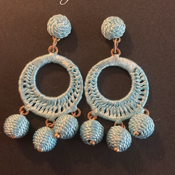 J. Crew Jewelry - J. Crew Raffia-wrapped triple drop earrings